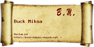 Buck Miksa névjegykártya